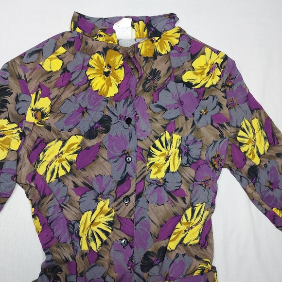 Tochi Vintage Floral Rayon Skirt Blouse Set, Large - Picture 4 of 16